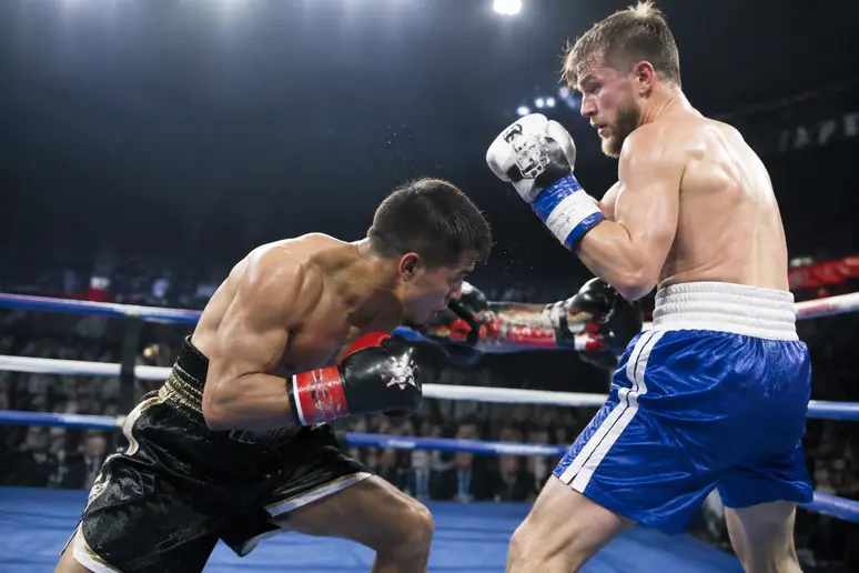 Deux boxeurs en phase de sparring rapproché sur le ring pour analyser la réalité du dempsey roll.